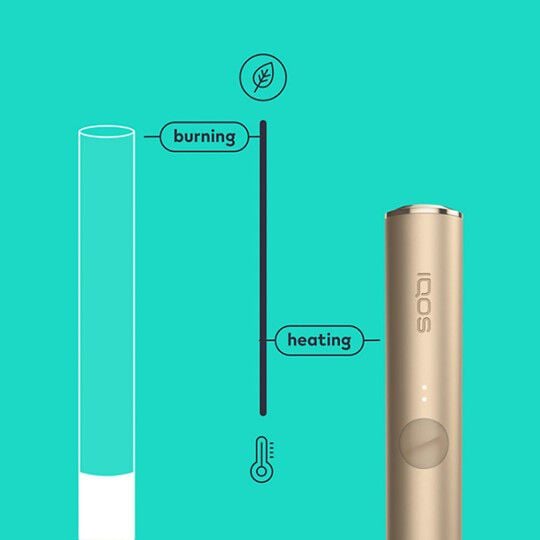 Illustration of IQOS heat-not-burn device temperature functioning at 350&deg;C.