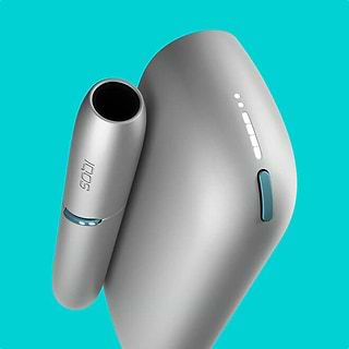 Silver IQOS Originals Duo heated tobacco holder and pocket charger.	 	